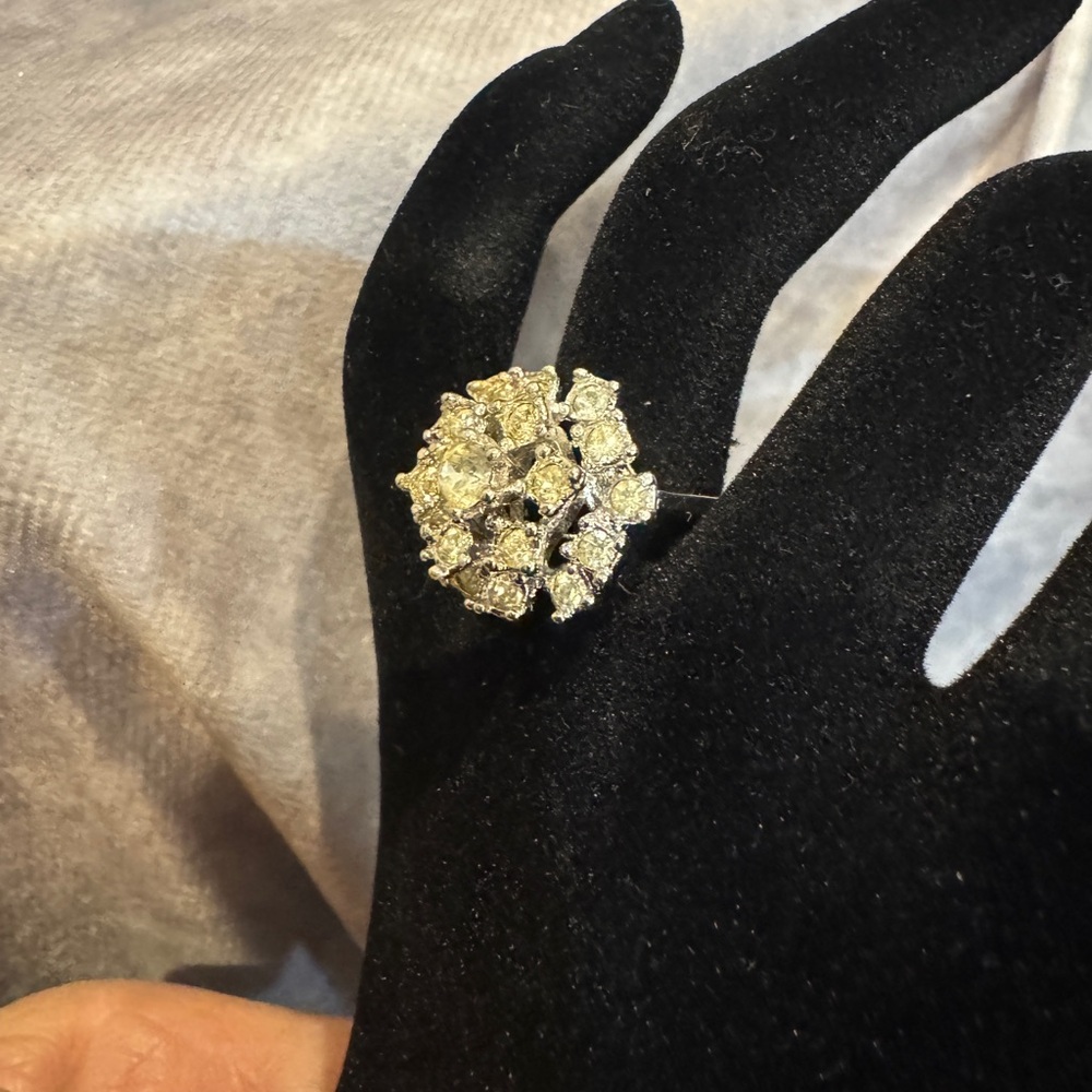 Joseph Esposito Vintage Cluster cocktail Ring 18kt electroplated